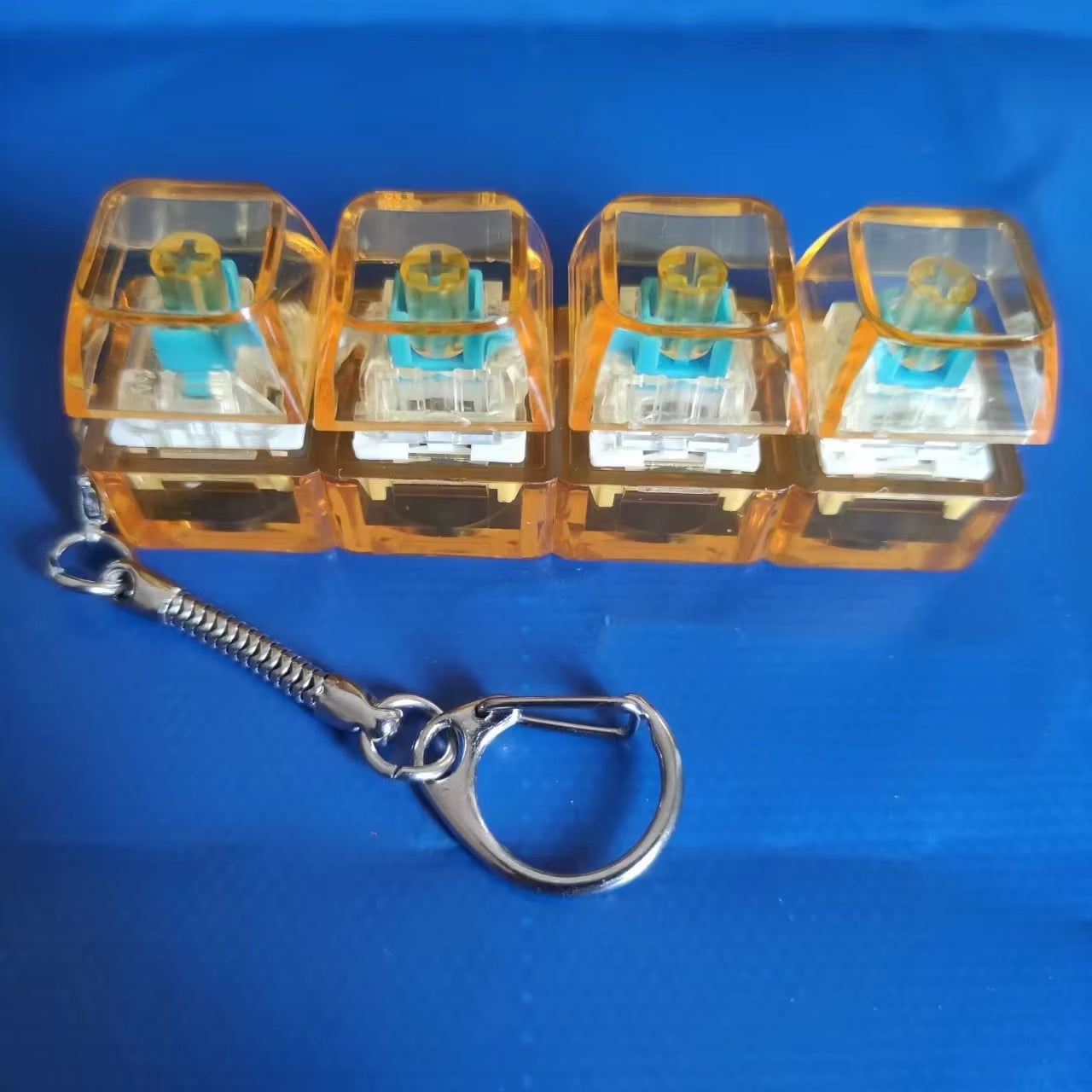 Button Keycap Fidget Keychain 4 Keys Keyboard Decompression Toys DIY Keyboard Key Chain Toys for Adult Gifts to Relief Pass Time