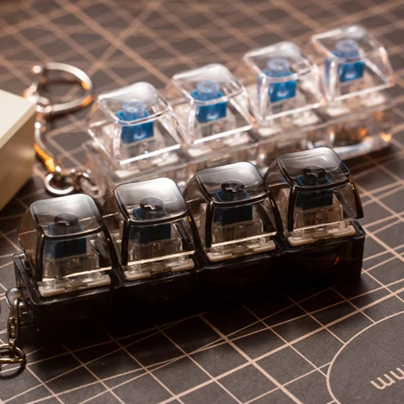 Button Keycap Fidget Keychain 4 Keys Keyboard Decompression Toys DIY Keyboard Key Chain Toys for Adult Gifts to Relief Pass Time