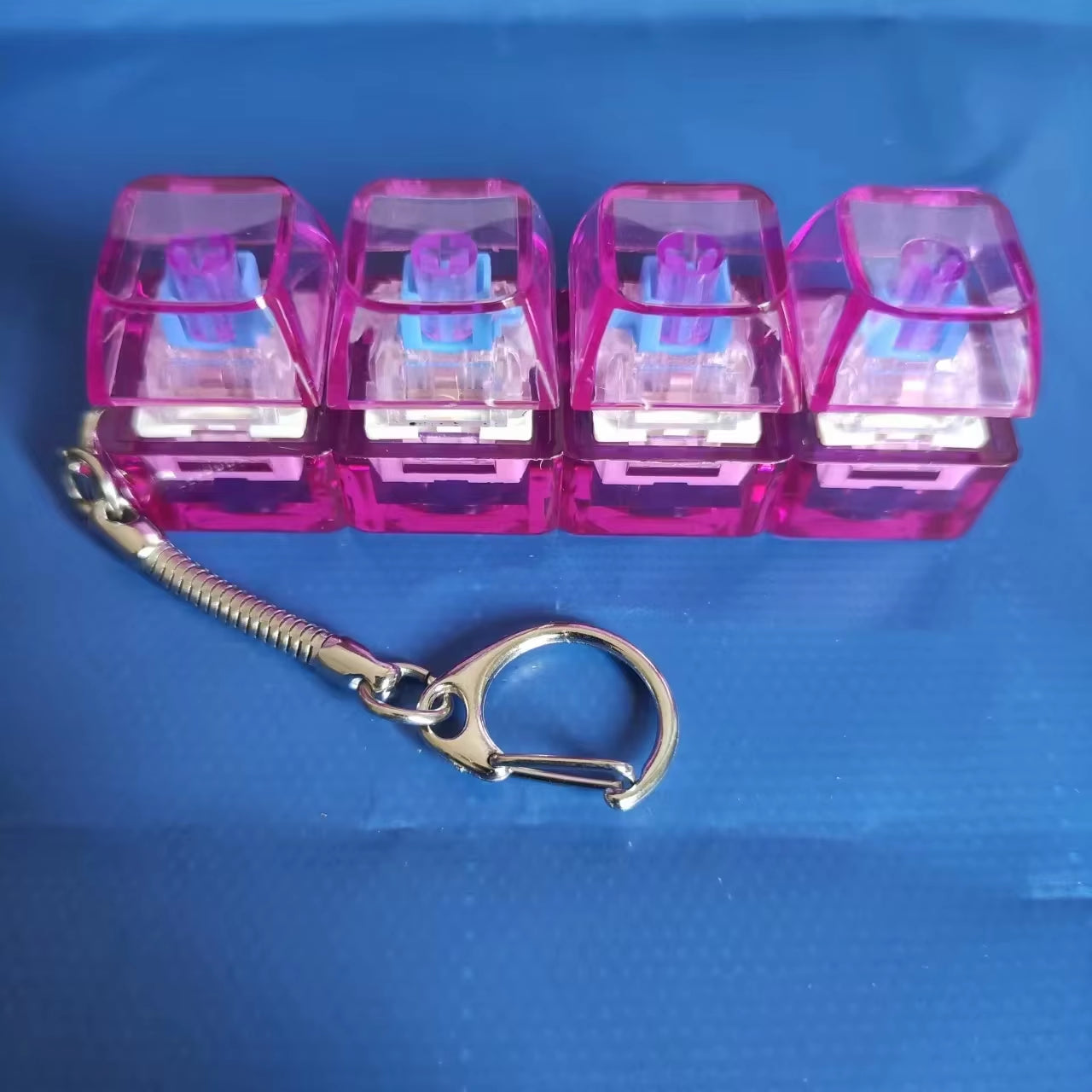 Button Keycap Fidget Keychain 4 Keys Keyboard Decompression Toys DIY Keyboard Key Chain Toys for Adult Gifts to Relief Pass Time